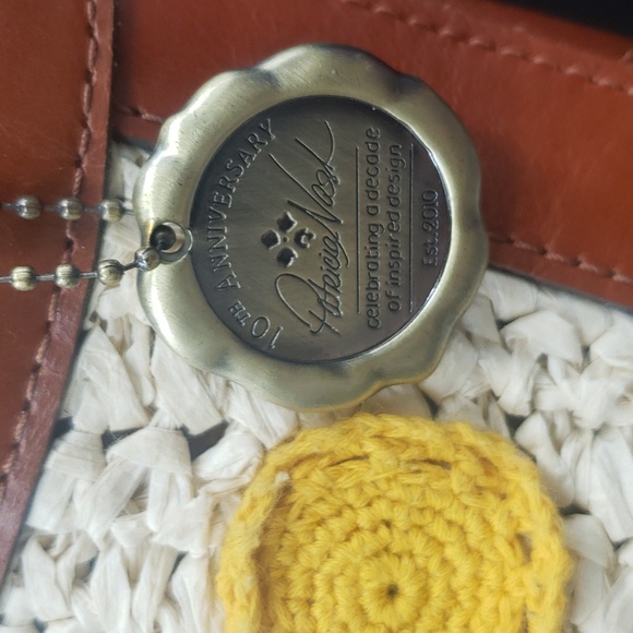 ❌SOLD❌Patricia Nash Ossi Satchel Raffia Crochet Floral Leather Crochet Crossbody - Picture 5 of 16